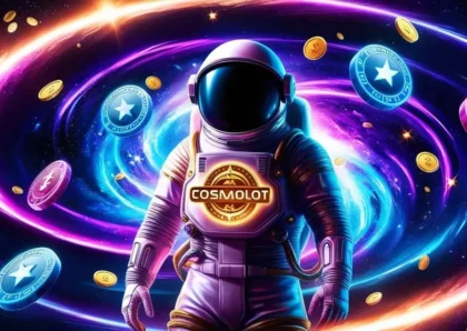 Астронавт у космосі серед монет і світла